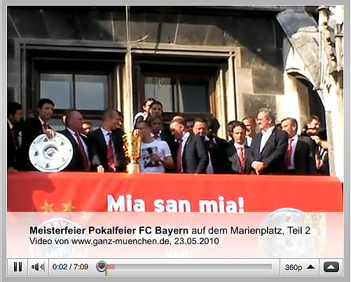 Video: FC Bayern München Rathausbalkon Marienplatz, Teil 2 (Franck Ribéry auf deutsch u.a.)